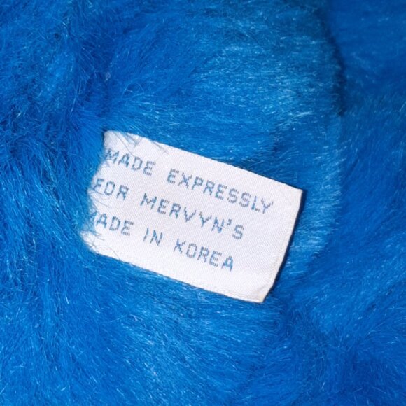 Vintage Mervyn's Blue Bear With Knit Hearts Sweater Plush Stuffed Toy 15" - Picture 7 of 8